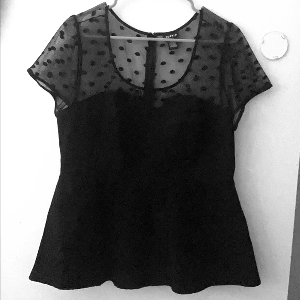 Sheer black dot top